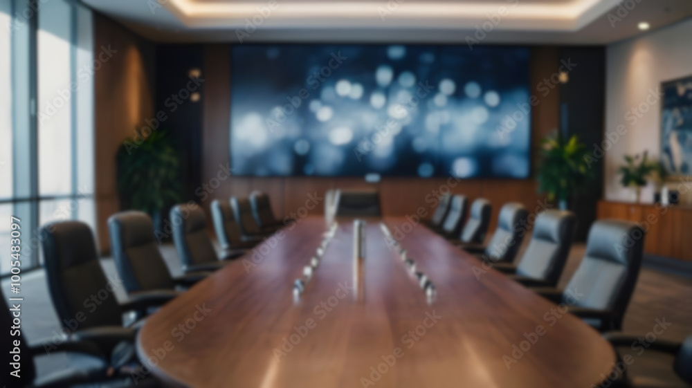 Fototapeta premium Blur image of conference room with bokeh for background usage