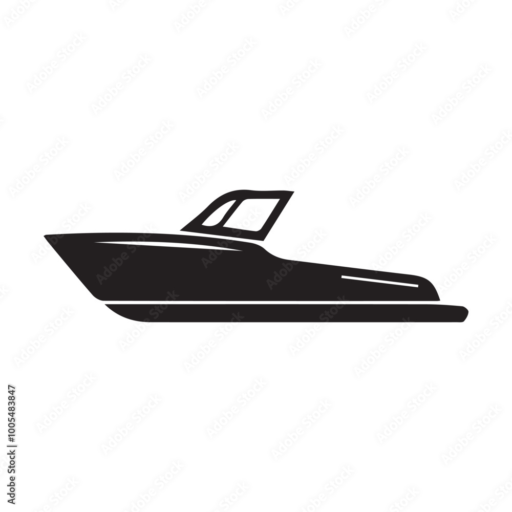 Motor boat black vector silhouette. Motor boat black vector silhouette.