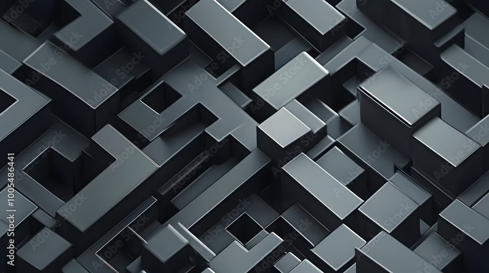 Abstract geometric black cubes pattern with 3d depth and shadow play Abstract geometric black cubes pattern with 3d depth and shadow play
