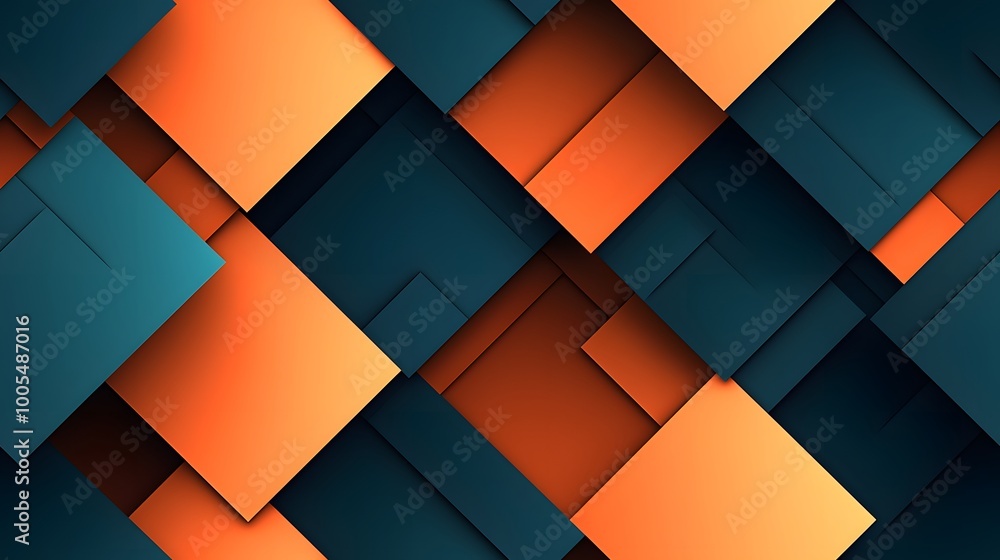 Abstract geometric pattern with vibrant orange and blue overlapping layers Abstract geometric pattern with vibrant orange and blue overlapping layers