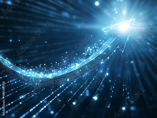 A perspective curved arrow graph business growth