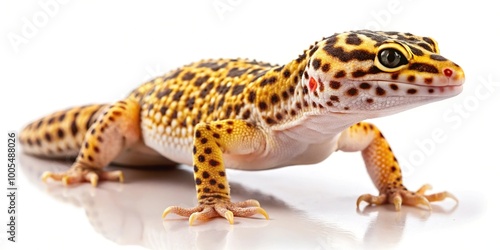 Panoramic image of Western Indian Leopard Gecko on white background