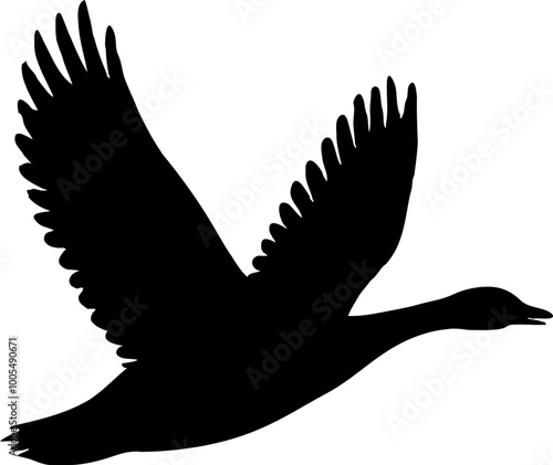 A flying duck silhouette vector
