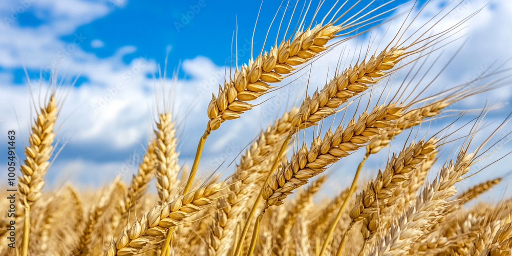 Golden Wheat Field Against Blue Sky Golden Wheat Field Against Blue Sky