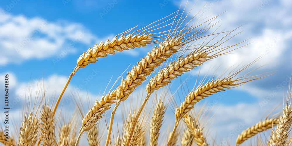 Golden Wheat Field Against Blue Sky Golden Wheat Field Against Blue Sky