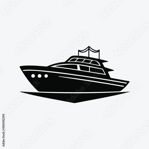 Fishing on a boat silhouette vector.