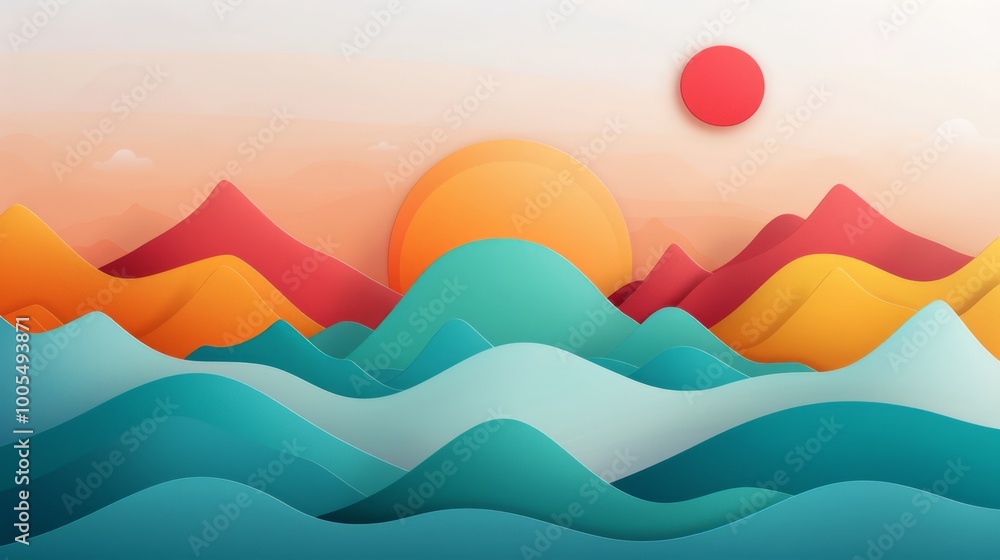 Minimalist Vector Landscape Illustration with Clean Lines Minimalist Vector Landscape Illustration with Clean Lines