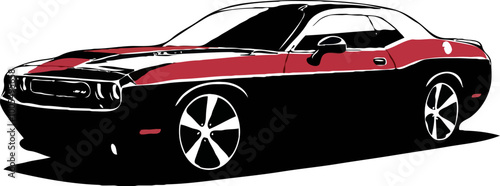 Red and black sports car vector