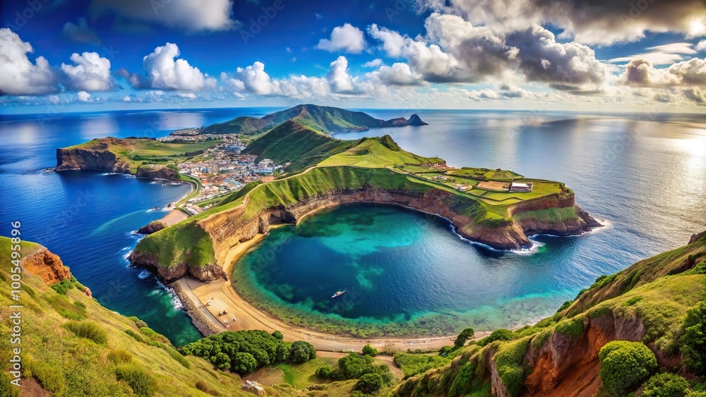 Fototapeta premium Panoramic shot of Vila Franca do Campo island on San Miguel Azores