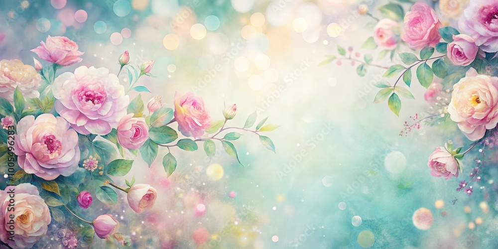 Delicate Pink Roses Blossom in a Soft Light Background Delicate Pink Roses Blossom in a Soft Light Background