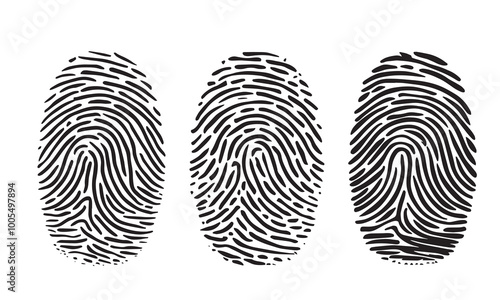 set of finger print fingerprint lock secure security logo vector icon