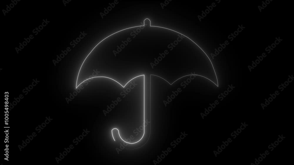 Neon shine umbrella icon animation. Neon shine umbrella icon animation.