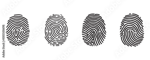 set of finger print fingerprint lock secure security logo vector icon
