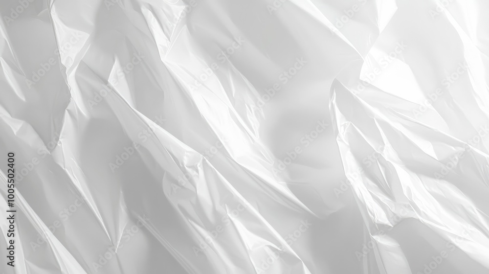 Fototapeta premium Folded white paper with sharp creases creating geometric patterns on a minimal background