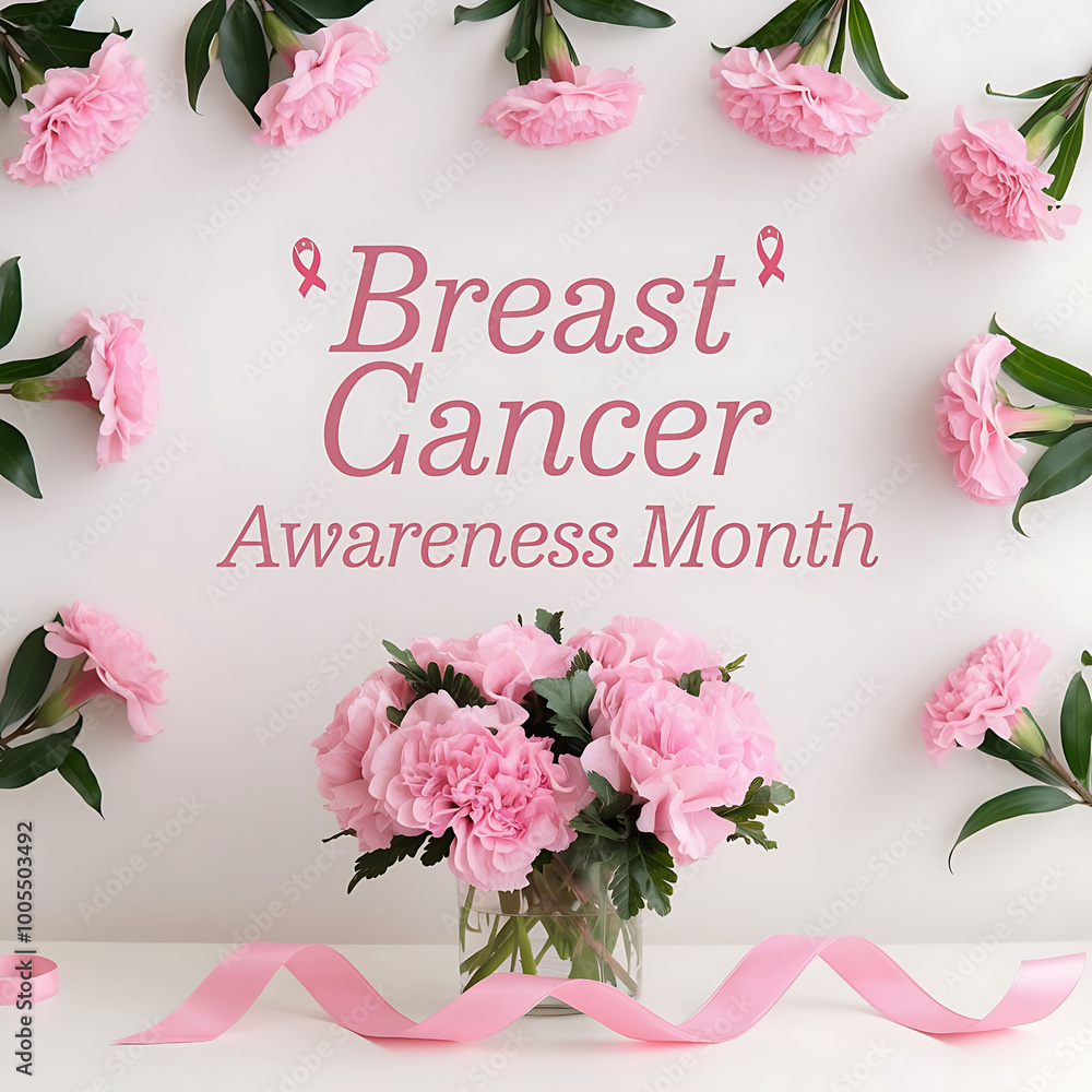 A poster with text Breast Cancer Awareness Month A poster with text Breast Cancer Awareness Month