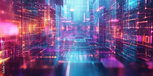 Wallpaper Mural abstract technology background with glowing lines and glowing lights Torontodigital.ca