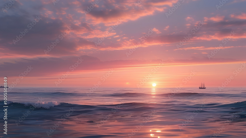 Fototapeta premium Dreamy Sunset Over a Calm Ocean