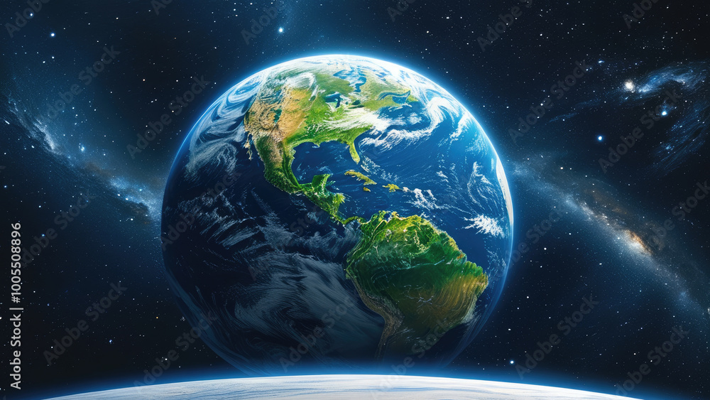 Fototapeta premium Earth from Space: A Beautiful Blue Marble