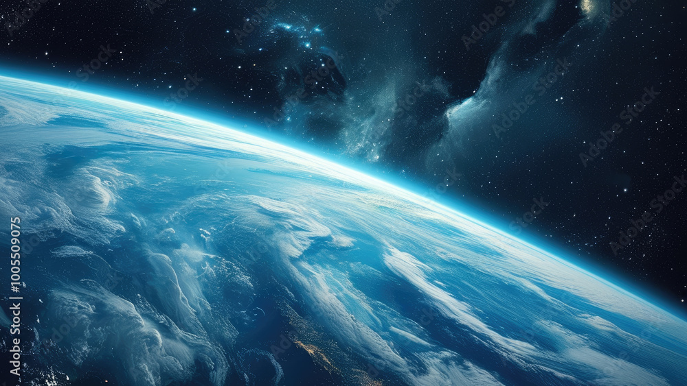 Fototapeta premium Earth from Space: A Beautiful Blue Marble