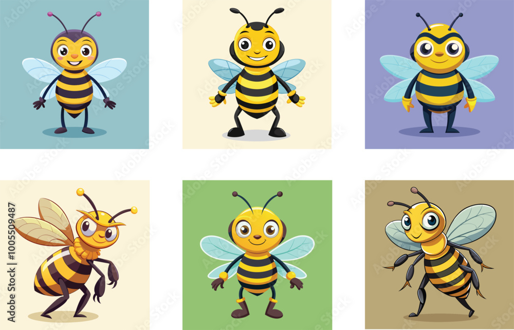 Obraz premium Honey Bee: Beautiful and Vibrant Illustration of a Pollinator Insect