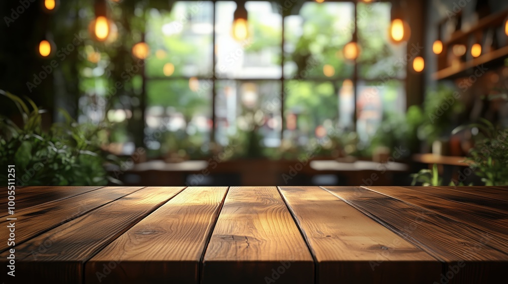 A beautifully lit wooden table stands empty in a cozy cafe, surrounded by lush plants and warm lighting, creating a tranquil and inviting atmosphere. A beautifully lit wooden table stands empty in a cozy cafe, surrounded by lush plants and warm lighting, creating a tranquil and inviting atmosphere.
