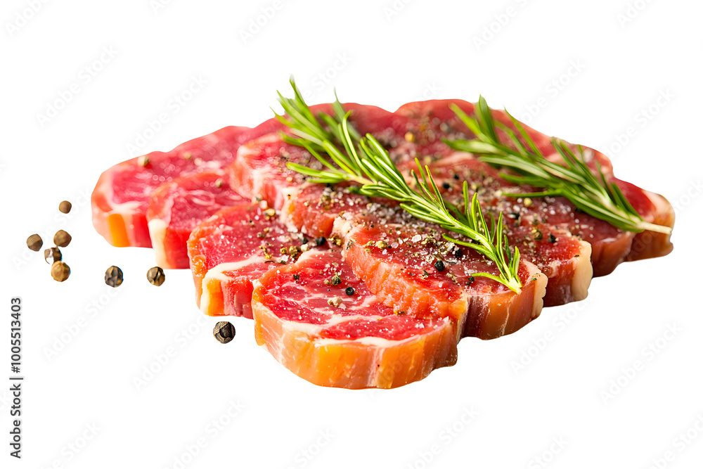 Thick Sliced Smoked Ham, Smoked roast ham on a transparent background. Thick Sliced Smoked Ham, Smoked roast ham on a transparent background.