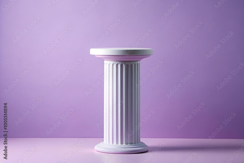 Pastel purple podium with white column on top Pastel purple podium with white column on top