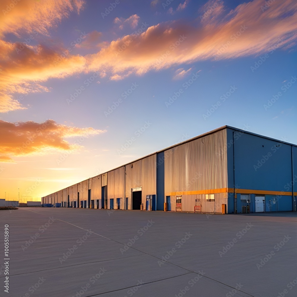 warehouse_building,_sunset,_a_blue_sky warehouse_building,_sunset,_a_blue_sky