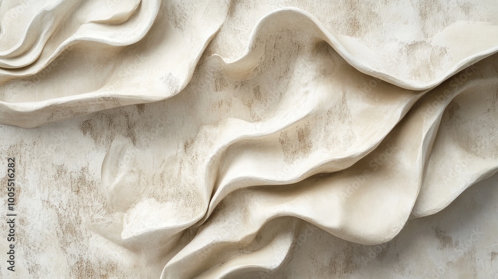 A textured fabric draping elegantly, showcasing soft folds and a neutral color palette.