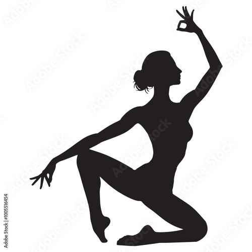 Woman Practicing Yoga Silhouette, Flexible Woman Lunging Pose Yoga Silhouette