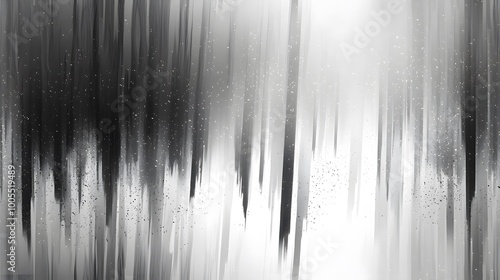 Abstract monochrome forest with vertical strokes and snowfall effect