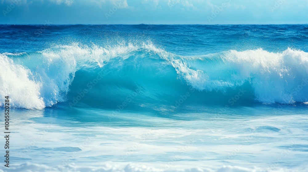 Ocean wave crashing with blue sky, dynamic Ocean wave crashing with blue sky, dynamic