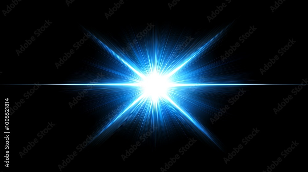 Fototapeta premium A bright blue starburst on a black background.