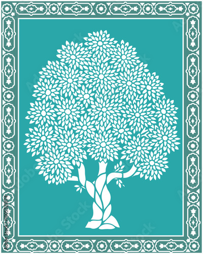 Indian floral ornament. Mughal floral traditional ornament with arch and motif borders. Floral Wall Art Wall Frame illustrations.