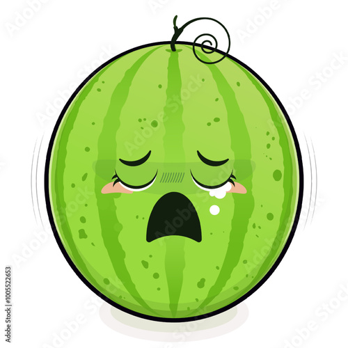 watermelon crying face cartoon cute