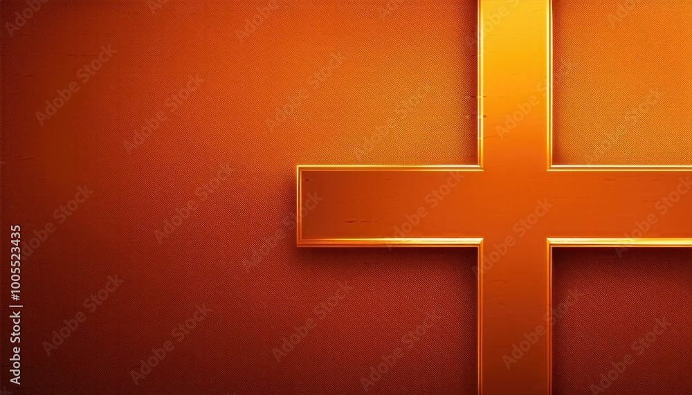 Fototapeta premium Christmas invitation card, Elegant orange and Gold Cross on Minimalist Background