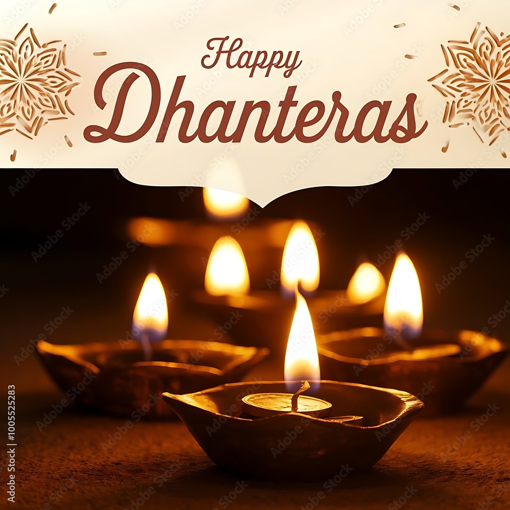 A poster with text happy dhanteras indian festival A poster with text happy dhanteras indian festival