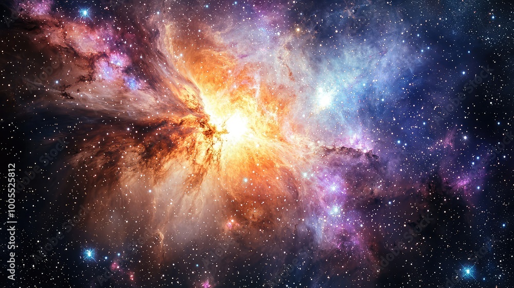 Fototapeta premium A breathtaking cosmic scene featuring vibrant colors and celestial formations, capturing the beauty of deep space and galaxies.