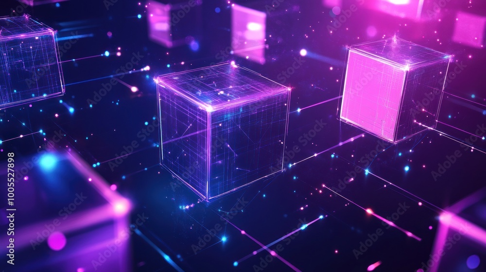 Abstract Glowing Cubes in Networked Space Abstract Glowing Cubes in Networked Space