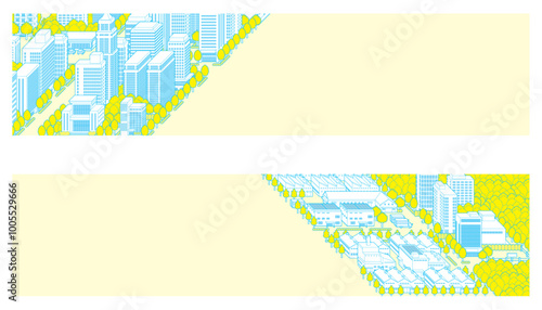 街並みのイラスト.  建物のベクターイラスト.