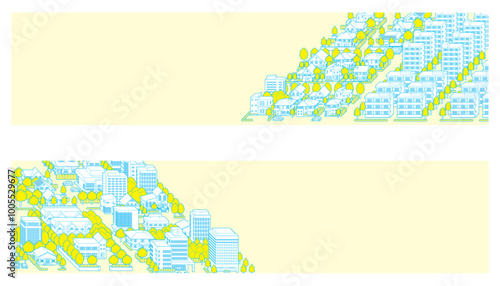 街並みのイラスト.  建物のベクターイラスト.