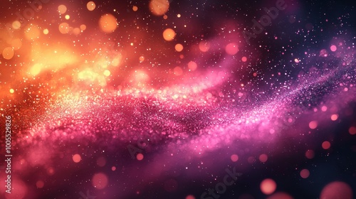 Vibrant cosmic abstract showcasing colorful particles and swirling lights against a dark background