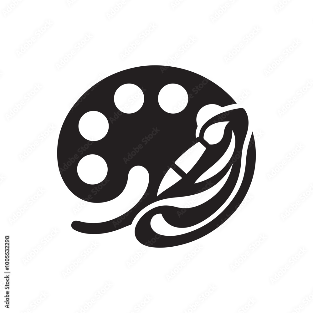 Stylish Art Icon: Vector Illustration of a Painter Palette and Brush Logo, Perfect for Art Studios, Creative Agencies, and Artistic Ventures Stylish Art Icon: Vector Illustration of a Painter Palette and Brush Logo, Perfect for Art Studios, Creative Agencies, and Artistic Ventures