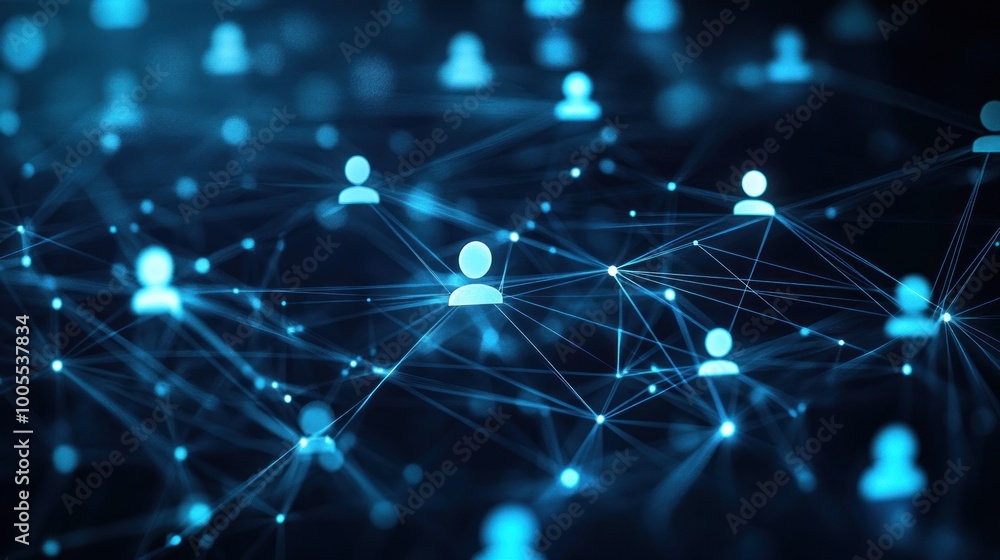 Abstract Network Connection with Blue Glowing Lines and Nodes Abstract Network Connection with Blue Glowing Lines and Nodes