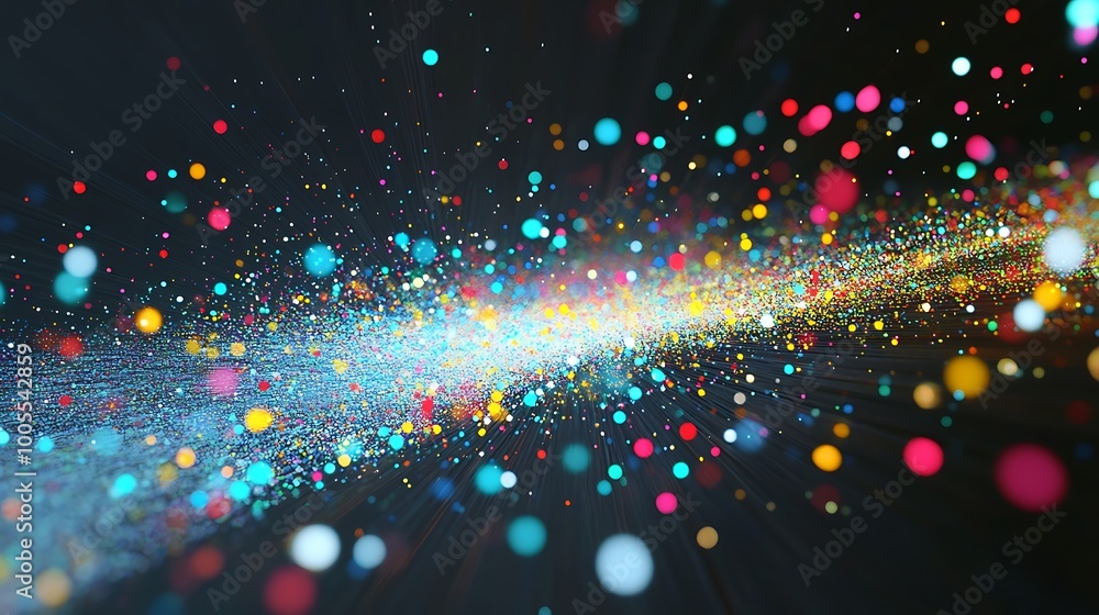 Fototapeta premium Abstract colorful glowing light streak with bokeh effect.