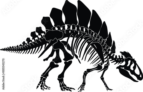 T rex dinosaur skeleton negative space silhouette illustration