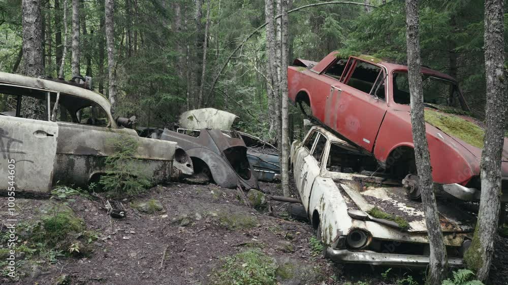 Abandoned old car graveyard in Bastnas Sweden Abandoned old car graveyard in Bastnas Sweden