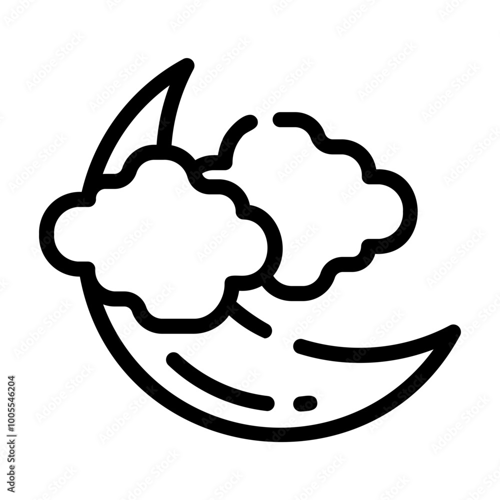 cloudy night Line Icon cloudy night Line Icon