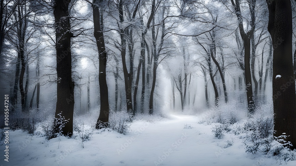 Naklejka premium forest with winter