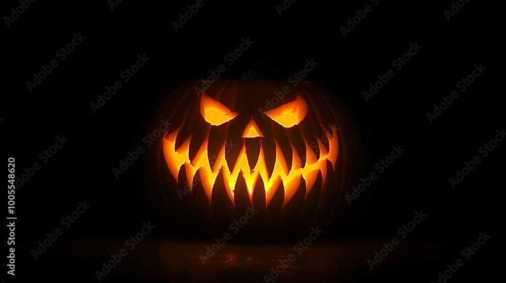Scary Jack-O'-Lantern Pumpkin Glowing in Dark
Scary Jack-O'-Lantern Pumpkin Glowing in Dark